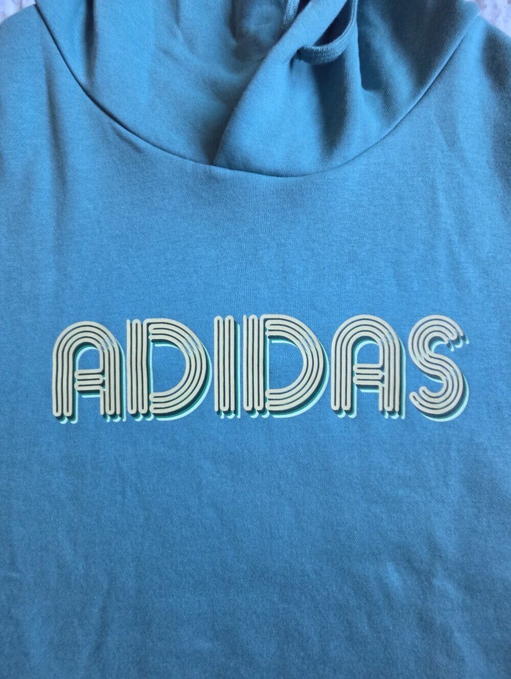 Adidas Teal Pullover Hoodie with Retro Logo - Picture 4 of 8